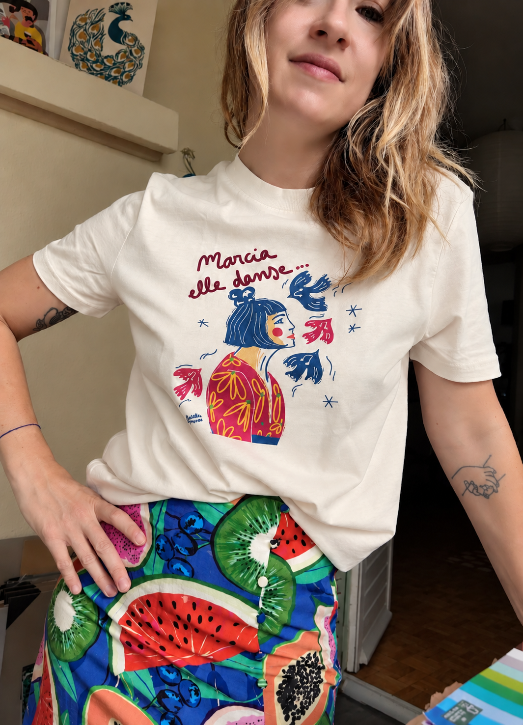 Tee-shirt écru MARCIA - Collab' Paillettes et Mimosas