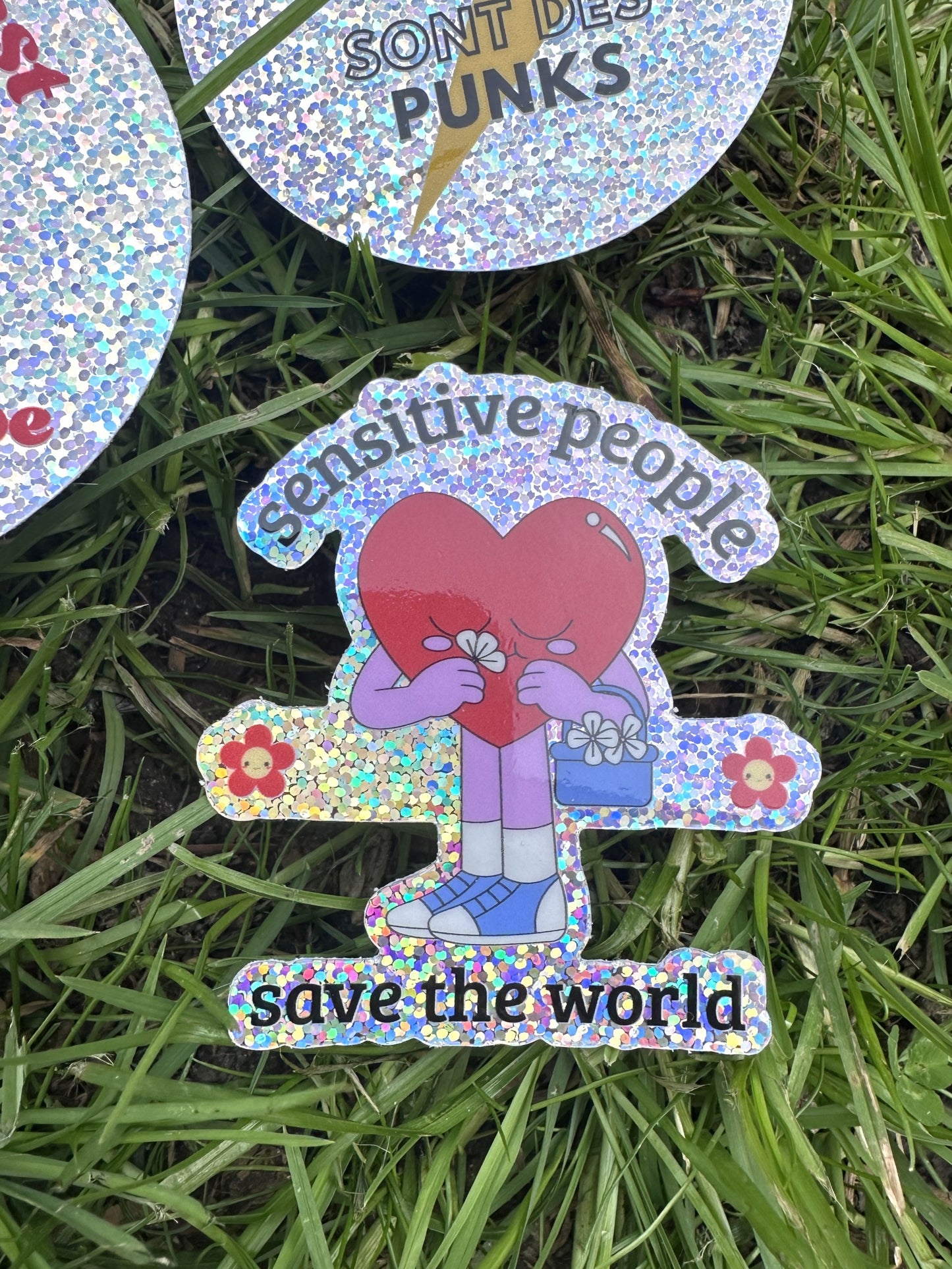 lot de 3 Stickers pailletés PUNKS - SENSITIVE - MISO