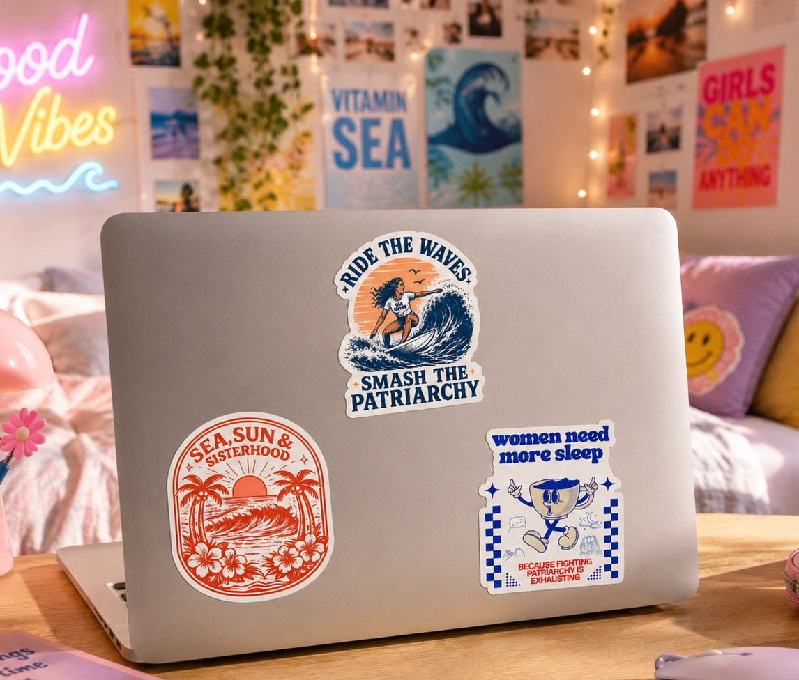 Lot de 3 Stickers en vinyle SISTERHOOD - WAVES - MORE SLEEP