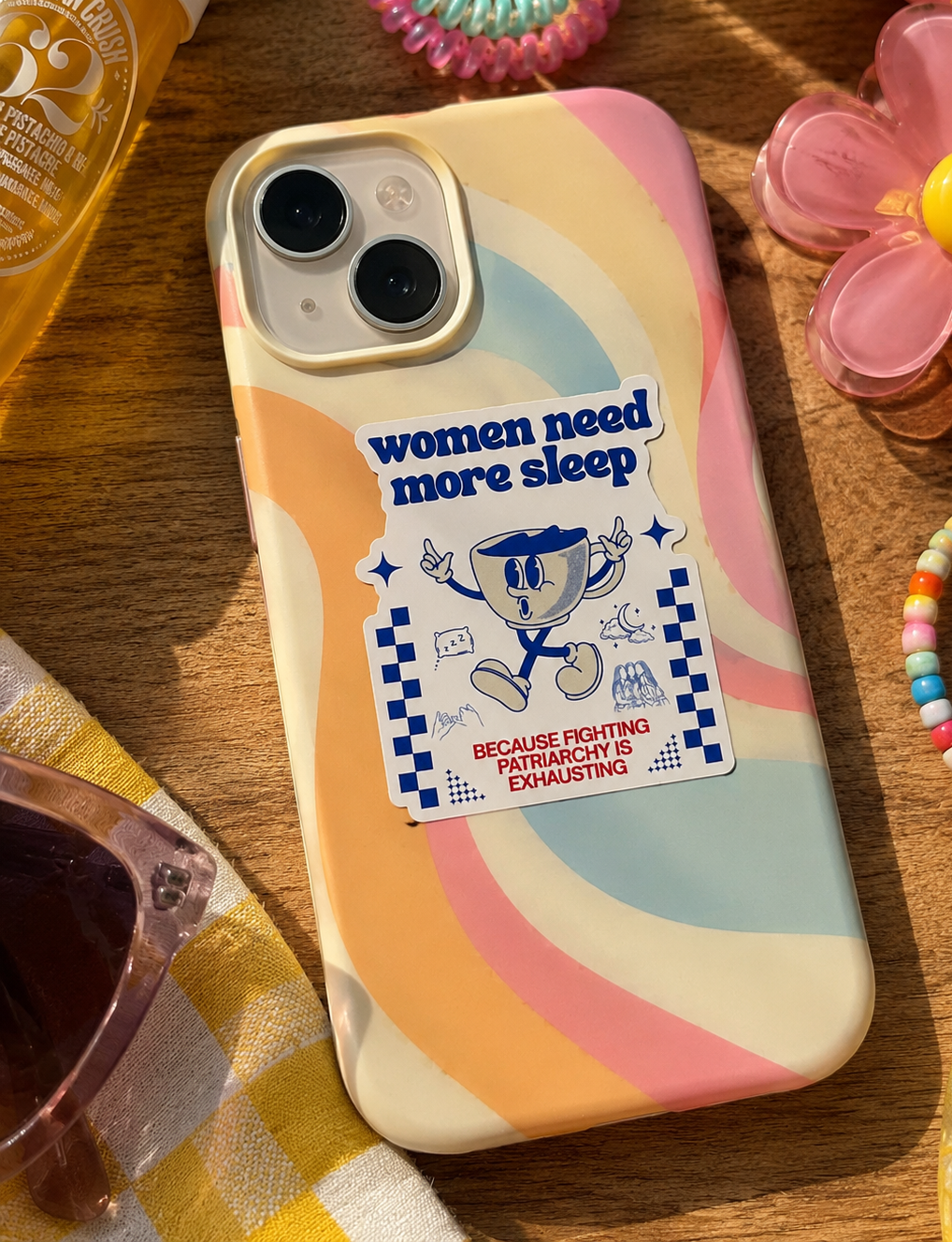 Lot de 3 Stickers en vinyle SISTERHOOD - WAVES - MORE SLEEP