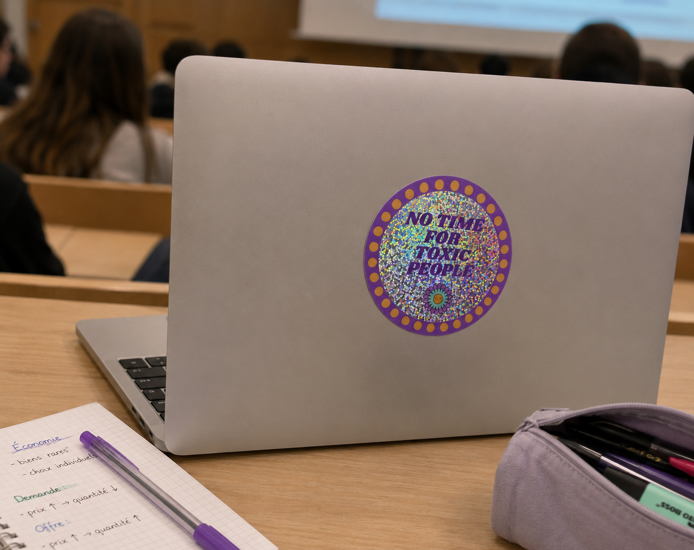 Sticker pailleté NO TIME FOR TOXIC PEOPLE
